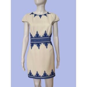 The jet Set Diaries White Blue Mini Dress. Size Small